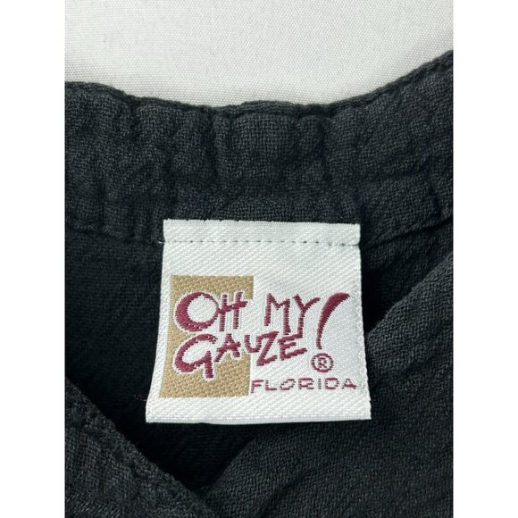 Oh My Gauze Florida Womens Size 1 Black Button Down Tunic Dress Boho Asymmetric - Picture 4 of 13